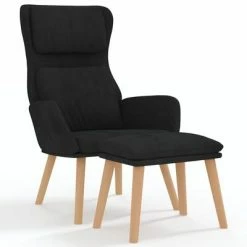 VidaXL Chaise de relaxation avec tabouret Noir Velours