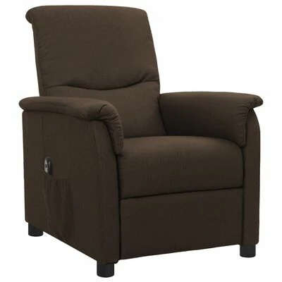 VidaXL Fauteuil inclinable électrique Marron foncé Tissu 4 VidaXL Fauteuil inclinable électrique Marron foncé Tissu – Image 2