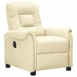 VidaXL Fauteuil inclinable électrique Crème Similicuir -Fauteuils Soldes image 2 3098571
