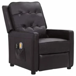 VidaXL Fauteuil de massage inclinable électrique Noir Similicuir -Fauteuils Soldes image 2 3098636
