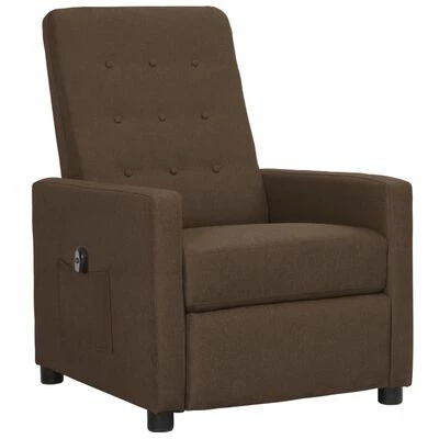 VidaXL Fauteuil inclinable électrique Marron Tissu 4 VidaXL Fauteuil inclinable électrique Marron Tissu – Image 2