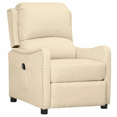 VidaXL Fauteuil inclinable électrique Crème Tissu 4 VidaXL Fauteuil inclinable électrique Crème Tissu – Image 2