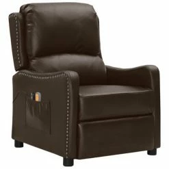 VidaXL Fauteuil de massage inclinable électrique Marron Similicuir -Fauteuils Soldes image 2 3098772