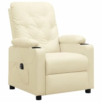 VidaXL Fauteuil inclinable électrique Crème Similicuir 4 VidaXL Fauteuil inclinable électrique Crème Similicuir – Image 2
