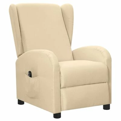 VidaXL Fauteuil inclinable électrique Crème Tissu 4 VidaXL Fauteuil inclinable électrique Crème Tissu – Image 2