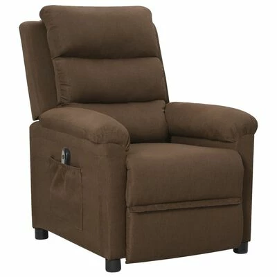 VidaXL Fauteuil inclinable électrique Marron Tissu 4 VidaXL Fauteuil inclinable électrique Marron Tissu – Image 2