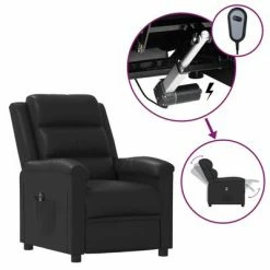 VidaXL Fauteuil inclinable électrique Noir Similicuir