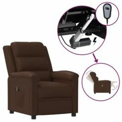 VidaXL Fauteuil inclinable électrique Marron Similicuir
