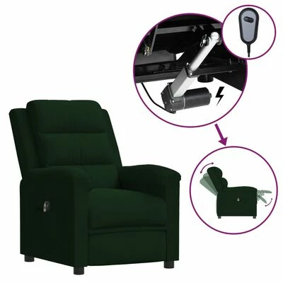 VidaXL Fauteuil inclinable électrique Vert foncé Velours 3 VidaXL Fauteuil inclinable électrique Vert foncé Velours