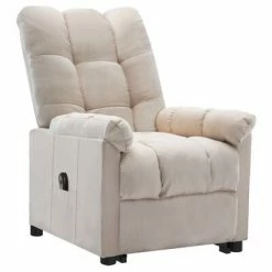 VidaXL Fauteuil inclinable Crème Tissu 9 VidaXL Fauteuil inclinable Crème Tissu -Fauteuils Soldes image 2 3100349