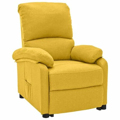 VidaXL Fauteuil releveur inclinable Jaune Tissu 4 VidaXL Fauteuil releveur inclinable Jaune Tissu – Image 2