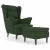 VidaXL Fauteuil à oreilles avec tabouret Vert foncé Velours -Fauteuils Soldes image 2 3115933