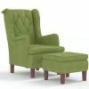 VidaXL Fauteuil avec tabouret Vert clair Velours -Fauteuils Soldes image 2 3121244