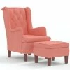VidaXL Fauteuil avec tabouret Rose Velours