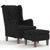 VidaXL Fauteuil avec tabouret Noir Velours -Fauteuils Soldes image 2 3121247