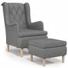 VidaXL Fauteuil avec tabouret Gris clair Tissu