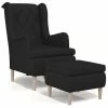 VidaXL Fauteuil avec tabouret Noir Tissu -Fauteuils Soldes image 2 3121253