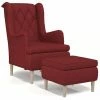 VidaXL Fauteuil avec tabouret Rouge bordeaux Tissu -Fauteuils Soldes image 2 3121254