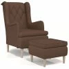 VidaXL Fauteuil avec tabouret Marron Tissu -Fauteuils Soldes image 2 3121255