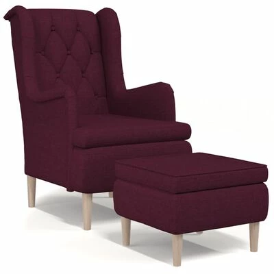VidaXL Fauteuil avec tabouret Violet Tissu 3 VidaXL Fauteuil avec tabouret Violet Tissu