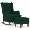 VidaXL Fauteuil avec pieds à bascule et tabouret Vert foncé Velours -Fauteuils Soldes image 2 3121264