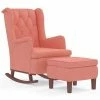 VidaXL Fauteuil avec pieds à bascule et tabouret Rose Velours 2 VidaXL Fauteuil avec pieds à bascule et tabouret Rose Velours -Fauteuils Soldes image 2 3121266