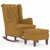 VidaXL Fauteuil avec pieds à bascule et tabouret Marron Velours
