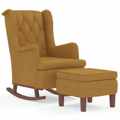VidaXL Fauteuil avec pieds à bascule et tabouret Marron Velours 3 VidaXL Fauteuil avec pieds à bascule et tabouret Marron Velours
