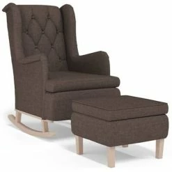 VidaXL Fauteuil avec pieds à bascule et tabouret Taupe Tissu