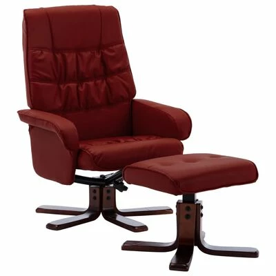 VidaXL Fauteuil inclinable avec repose-pied Rouge bordeaux Similicuir 3 VidaXL Fauteuil inclinable avec repose-pied Rouge bordeaux Similicuir