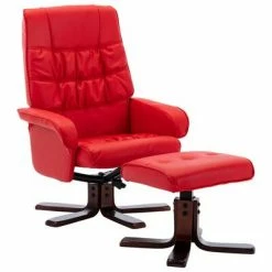 VidaXL Fauteuil inclinable avec repose-pied Rouge Similicuir