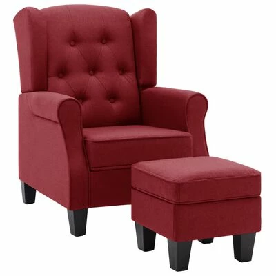 VidaXL Fauteuil avec repose-pied Rouge bordeaux Tissu 3 VidaXL Fauteuil avec repose-pied Rouge bordeaux Tissu