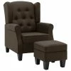 VidaXL Fauteuil avec repose-pied Marron Tissu