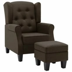 VidaXL Fauteuil avec repose-pied Marron Tissu
