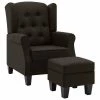 VidaXL Fauteuil avec repose-pied Marron foncé Tissu