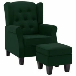 VidaXL Fauteuil avec repose-pied Vert foncé Tissu