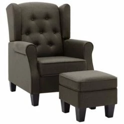 VidaXL Fauteuil avec repose-pied Taupe Tissu