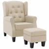 VidaXL Fauteuil avec repose-pied Crème Tissu -Fauteuils Soldes image 2 320160