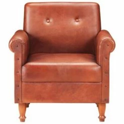 VidaXL Fauteuil Marron Cuir véritable 9 VidaXL Fauteuil Marron Cuir véritable -Fauteuils Soldes image 2 320778