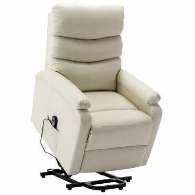 VidaXL Fauteuil inclinable Blanc crème Similicuir 3 VidaXL Fauteuil inclinable Blanc crème Similicuir