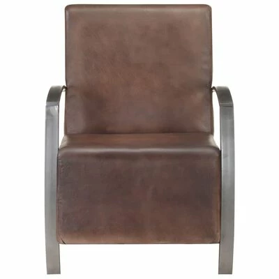 VidaXL Fauteuil Marron Cuir véritable 4 VidaXL Fauteuil Marron Cuir véritable – Image 2