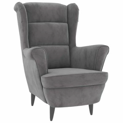 VidaXL Fauteuil Gris clair Velours 3 VidaXL Fauteuil Gris clair Velours