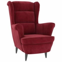 VidaXL Fauteuil Rouge bordeaux Velours