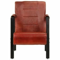 VidaXL Fauteuil 60x80x87 cm Marron foncé Cuir de chèvre véritable -Fauteuils Soldes image 2 325147