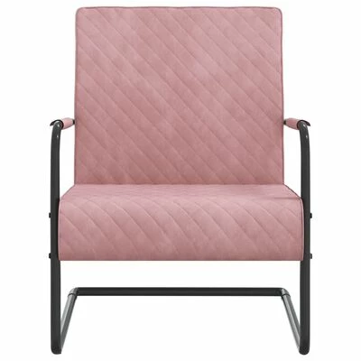 VidaXL Chaise cantilever Rose Velours 4 VidaXL Chaise cantilever Rose Velours – Image 2