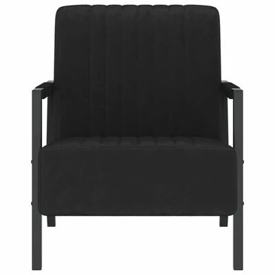 VidaXL Fauteuil Noir Velours 4 VidaXL Fauteuil Noir Velours â Image 2