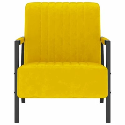 VidaXL Fauteuil Jaune moutarde Velours 4 VidaXL Fauteuil Jaune moutarde Velours – Image 2