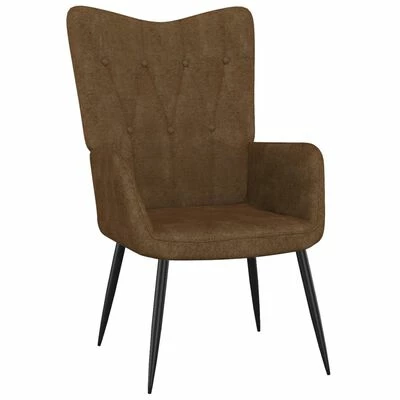 VidaXL Chaise de relaxation avec tabouret Marron Tissu 4 VidaXL Chaise de relaxation avec tabouret Marron Tissu – Image 2