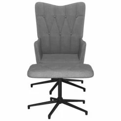 VidaXL Chaise de relaxation avec tabouret Gris foncé Tissu -Fauteuils Soldes image 2 327579