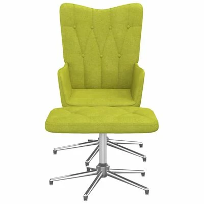 VidaXL Chaise de relaxation avec tabouret Vert Tissu 4 VidaXL Chaise de relaxation avec tabouret Vert Tissu – Image 2